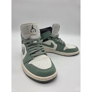 Jordan 1 Mid Seafoam Green White BQ6472-031 Womens Sneakers